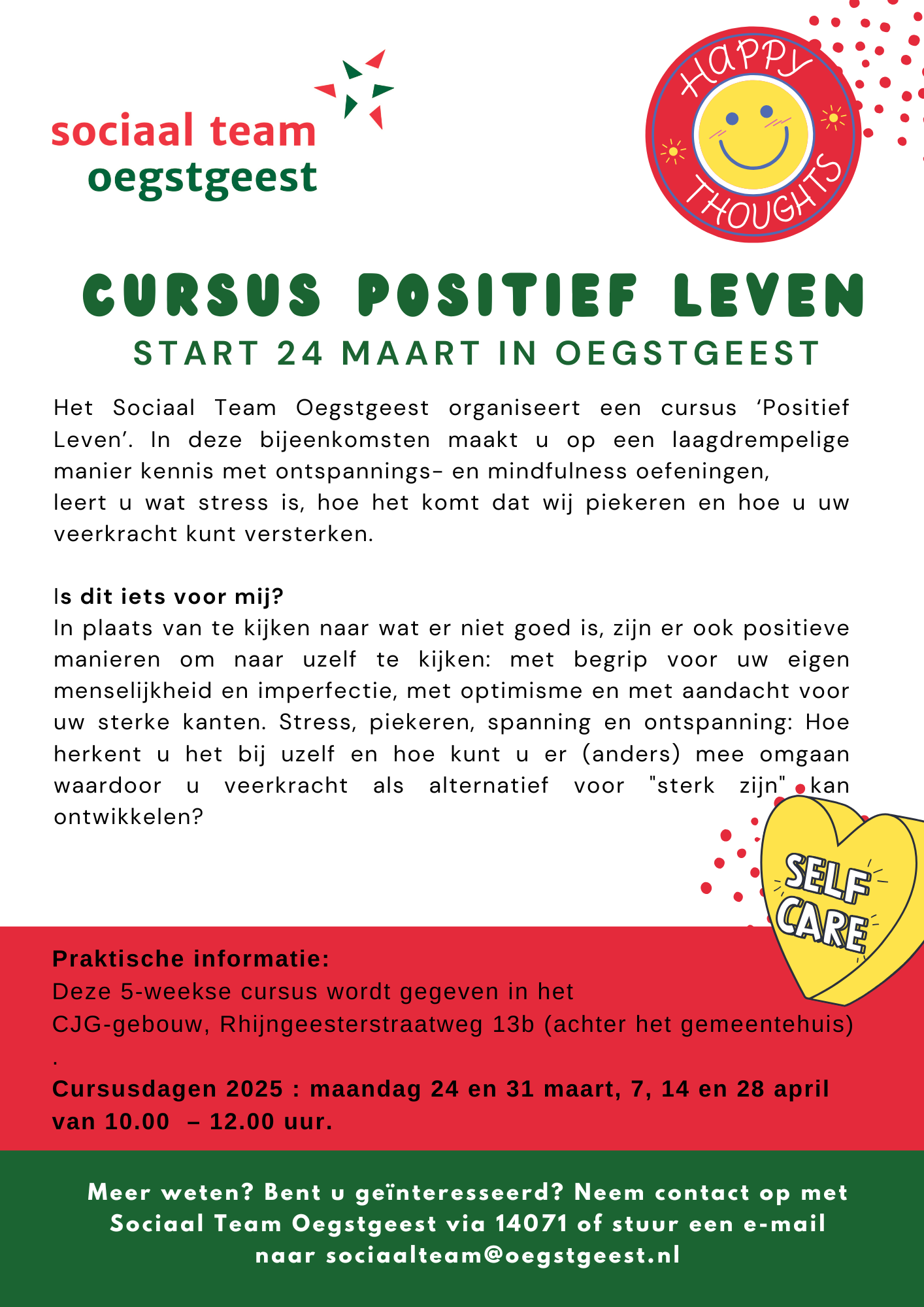 Flyer training Positief leven vanaf maart 2025